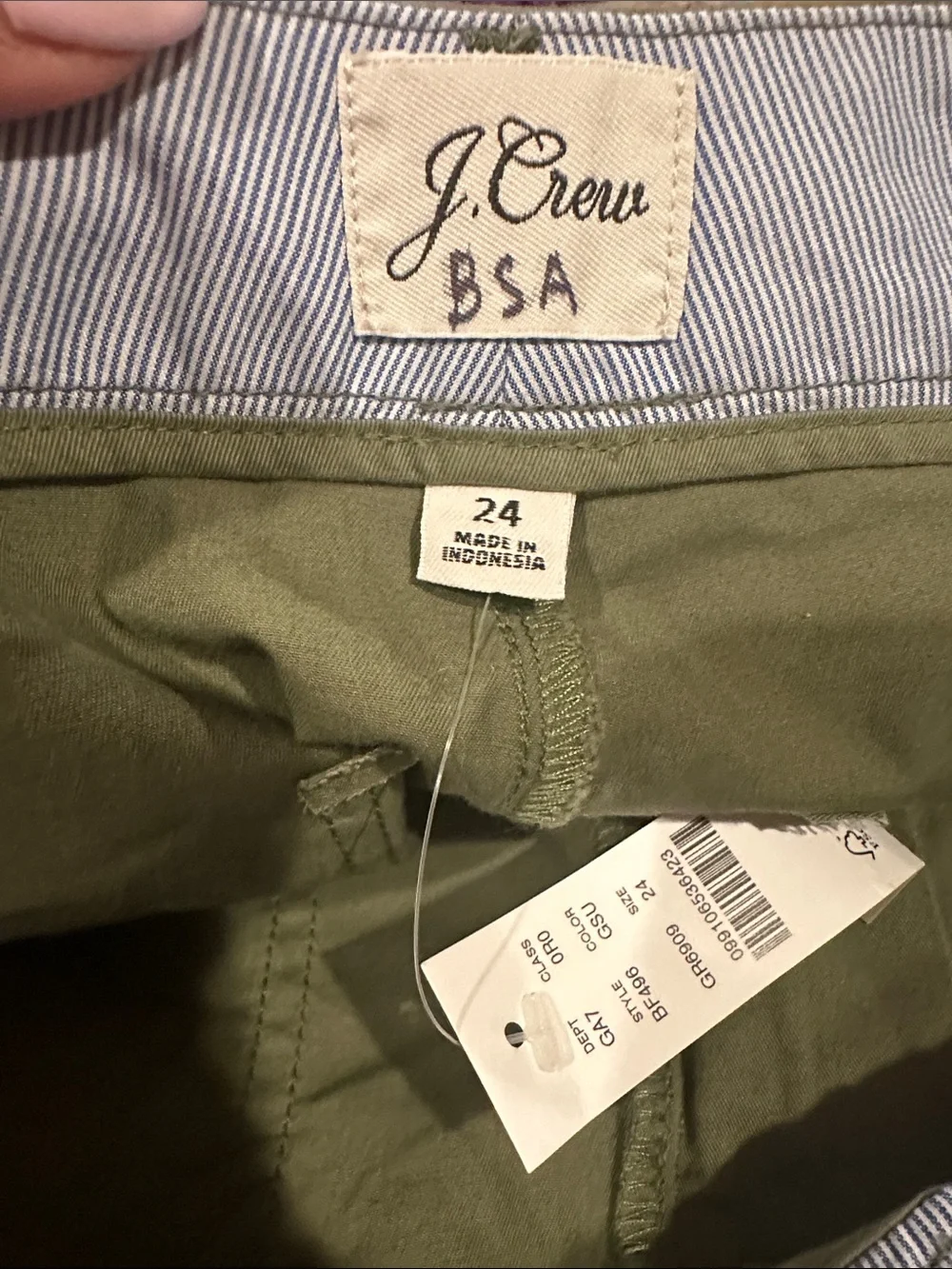 J Crew Patch-Pocket Slim Boyfriend Chino Pant General Surplus Green Size 24